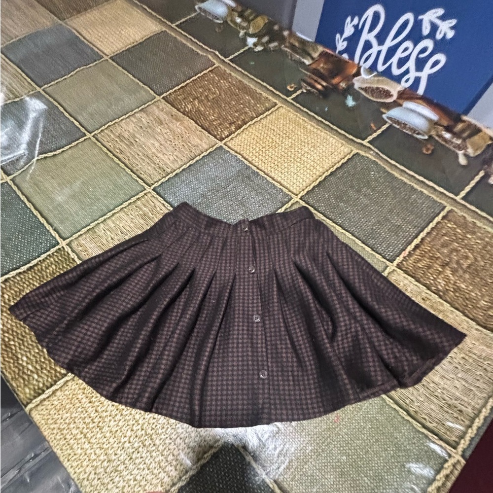 Zara Dark Brown Checkered Skater Skirt